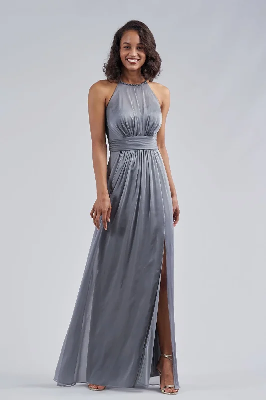 New Season Fashion Preview Chic Allure Belsoie Tiffany Chiffon Bridesmaid Dress with Halter Neckline | Available Long or Short - Several Colors - Sizes 00-34 | In Store ONLY