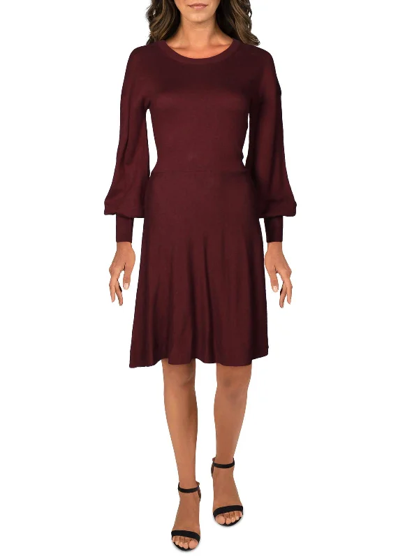 Urban Fashion Grab Romantic Date - Night Styles Now Womens Long Sleeve Sweater Fit & Flare Dress