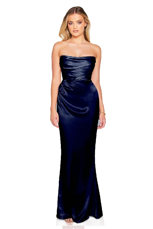 Unleash Your Fashion Alluring Design Nookie Emelie Strapless Gown - Navy