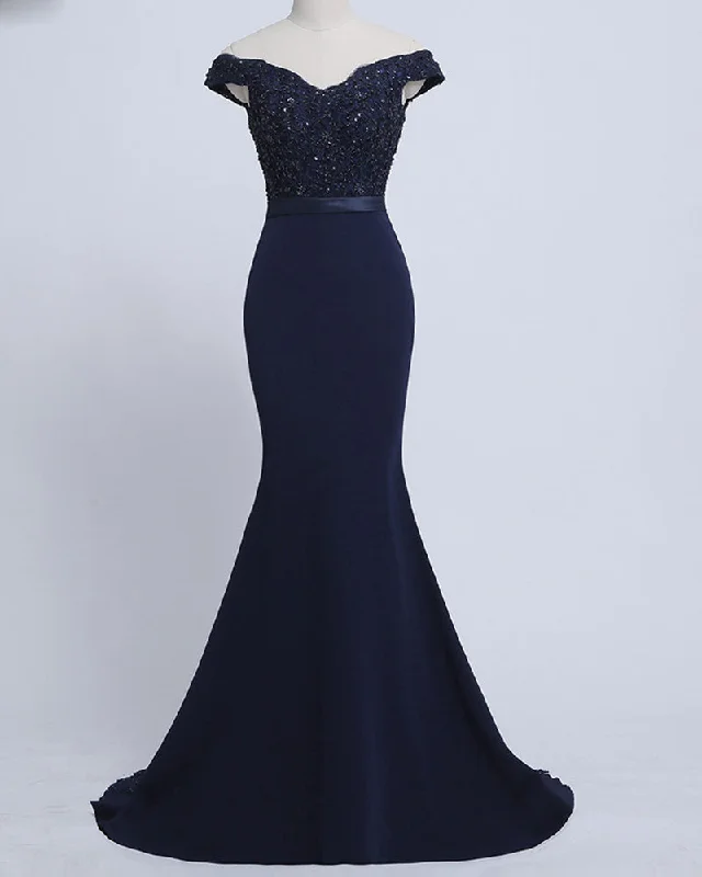 Durable Fashion Picks Flash Sale Navy/Pink Women Lace Mermaid Bridesmaid Dresses  Long  2019