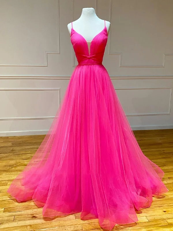 Special Offers Weekend Special Roycebridal Pink Tulle A Line Ruffles Long Prom Dress