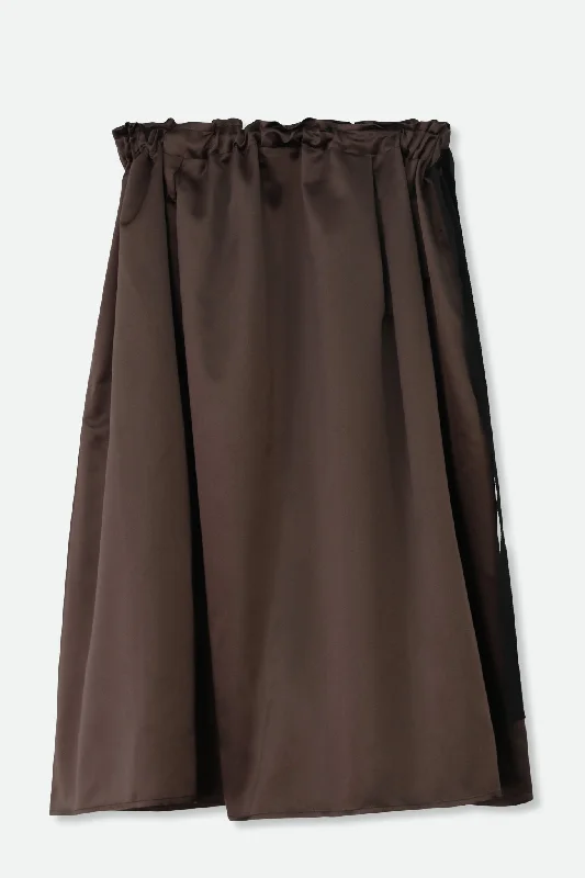 Holiday Glam Now on Sale for Chic Urban Styles MAEVE MIDLENGTH DRAWSTRING SKIRT IN SILK SATIN CHOCOLATE