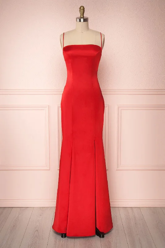 Smart Casual Deals Elegant Contour Naomie Red | Silky Mermaid Gown