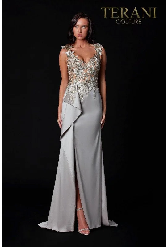 Hot Picks Romantic Detailing Terani Couture 2111E4751 Evening Dress With Sheer Embellished Top Sale