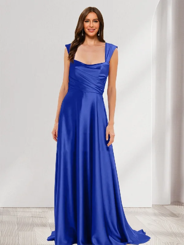 Daring Fashion Promotions Soft Textures A-Line/Princess Square Neck Sleeveless Ruched Bridesmaid Dresses