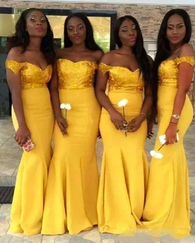 Trend Leading Collection Big Savings on Minimalist Office Styles Siaoryne Bright Gold yellow Long Mermaid Women Wedding Party Gown Bridesmaid Dresses