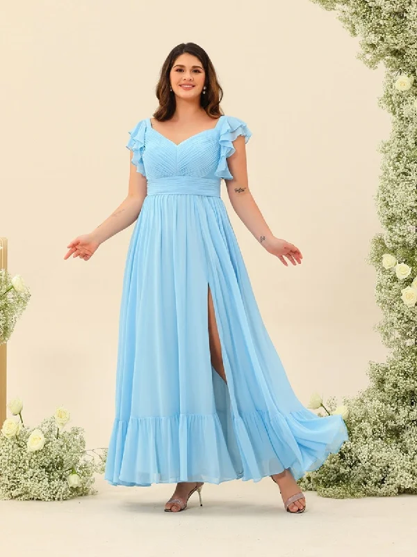 Winter Warehouse Sale Refined Simplicity A-Line/Princess Ankle-Length Sleeveless Plus Size Bridesmaid Dresses With Ruffles