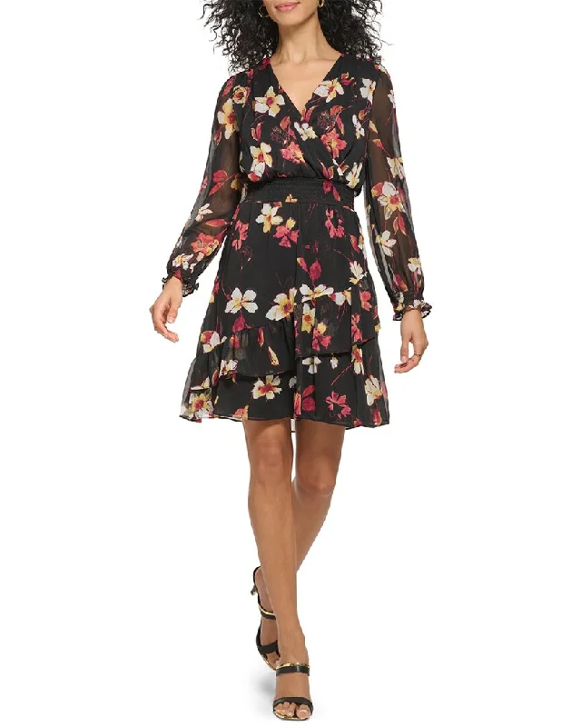 Unleash Your Fashion Mid - Week Surprise DKNY Long Sleeve Ruffle Hem Dress