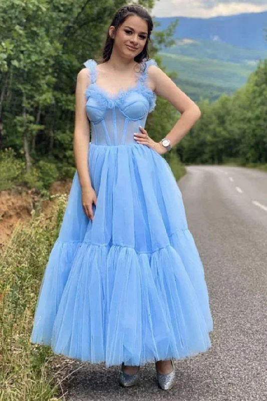 Fashion-Forward Great Deals on Ethnic Cultural Wear Roycebridal Princess Light Sky Blue Tulle Long Prom Dress