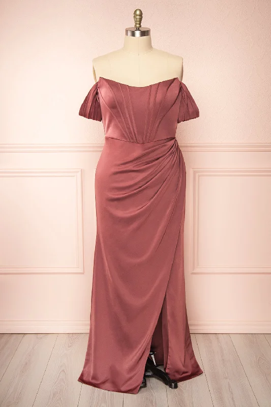 Save Big Statement Piece Namie Mauve | Corset Maxi Dress w/ Removable Straps