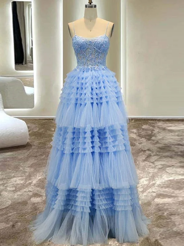 Summer Fashion Summer Splash Sale Roycebridal Presley |A-Line Spaghetti Straps Tulle Long Prom Dress