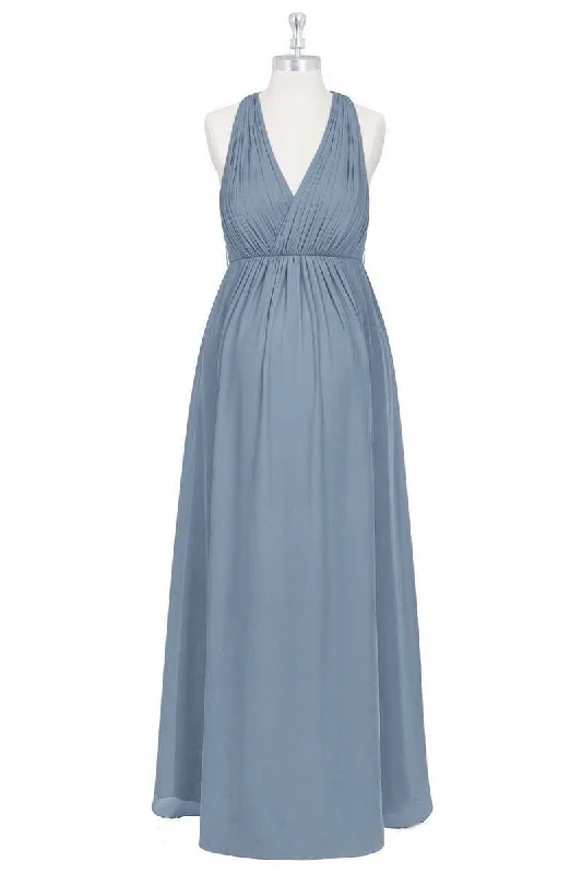 Sophisticated Fashion Today Only Dusty Blue Halter Backless Maternity Bridesmaid Dress