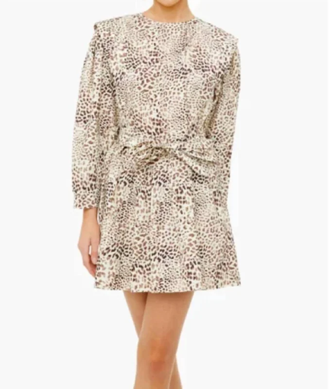 Unleash Your Trendy Side Update with Cottagecore Styles Calla Cheetah Long Sleeve Belted Tunic Dress In Day