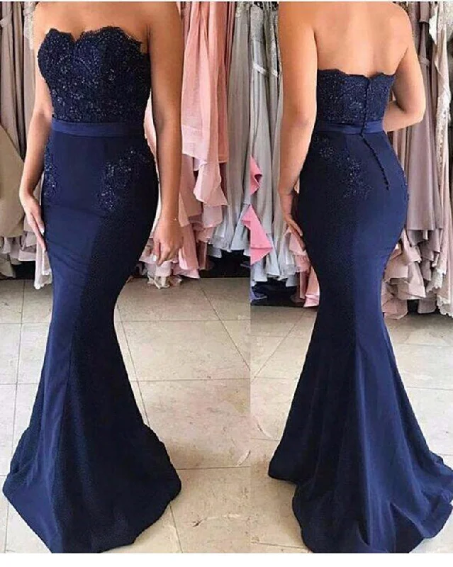 Unleash Your Trend Driven Style Effortless Sophistication Navy Bridesmaid Dress Long Sweetheart Women Long Evening Party Dresses LP2312