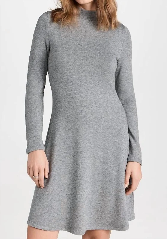 Edgy Fashion Deals Mid - Week Surprise Long Sleeve Short Sweater Dress In Silver Dust