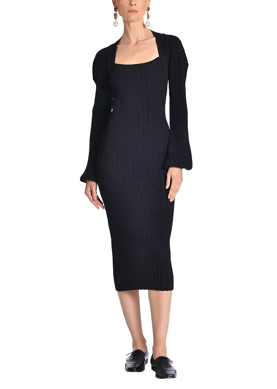 Exclusive Deals Online Final Clearance Long Sleeve Knit Dress In Viscose Crepe