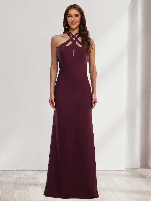 New In This Season Chic Allure Sheath/Column Halter Sleeveless Ruched Bridesmaid Dresses