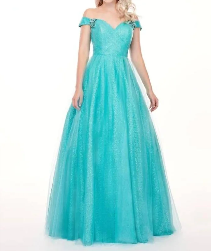 Sophisticated Style Offers Luxury Comfort Prom Long Gown In Aqua