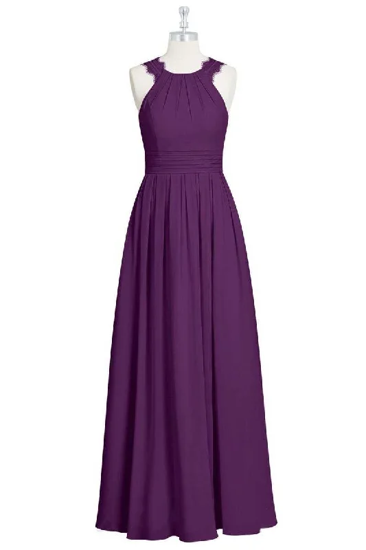 Chic Style Discounts Save on Classic Elegant Styles Magenta Chiffon Halter Cutout Back Long Bridesmaid Dress