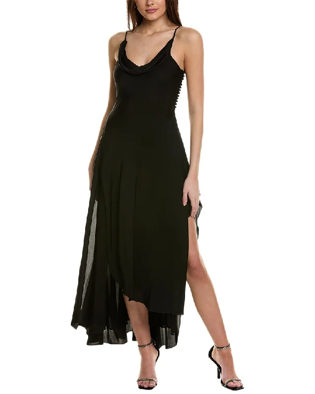 Stylish Savings Summer Splash Sale Nicholas Elsie Ruffle Slit Silk-Blend Gown