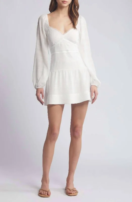 Trend Leading Collection Subtle Sophistication Alamour Long Sleeve Mini Dress In Off White