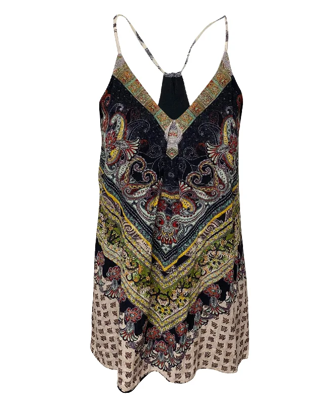 Special Offer Now on Sale for Chic Urban Styles Alice + Olivia Pattern Mini Dress in Multicolor Print Silk