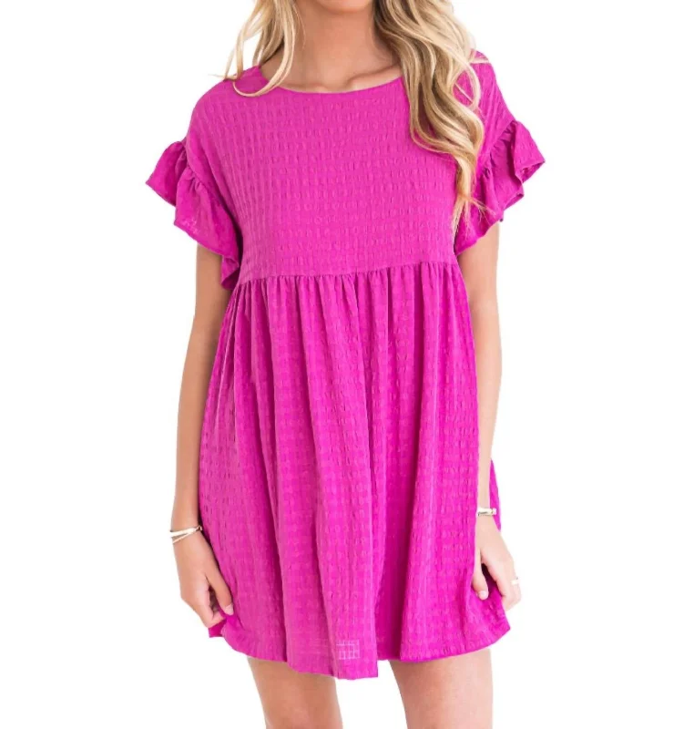 End Of Season Sale Dreamy Draping At All Cost Textured Mini Dress In Fuchsia