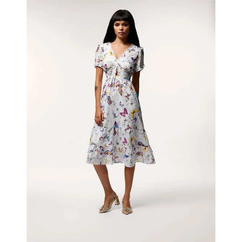 Sophisticated Style Offers Parisian Effortless Chic Style Butterfly Dance Midi Dress