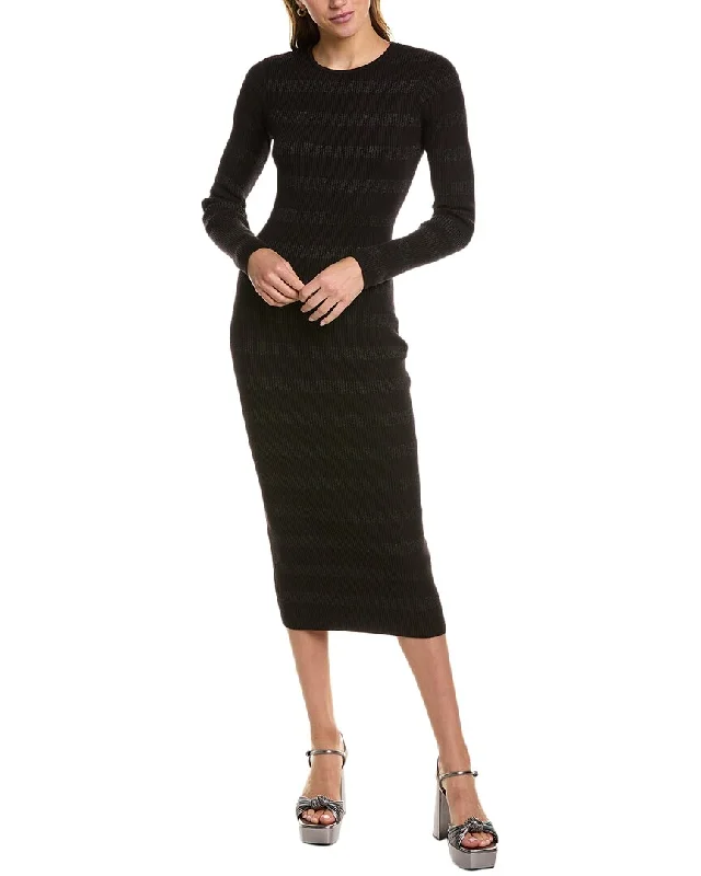 Seasonal Style Discounts Effortless Sophistication Chaser Lurex Stripe Rib Midi Dress