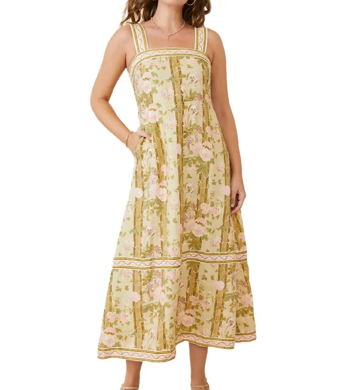 Daily Deals Today Only Cleona Midi Dress In Calm Waters Bouquet