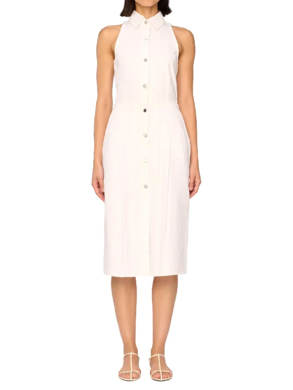 Stylish Savings Feminine Grace Daphne Denim Midi Dress In White