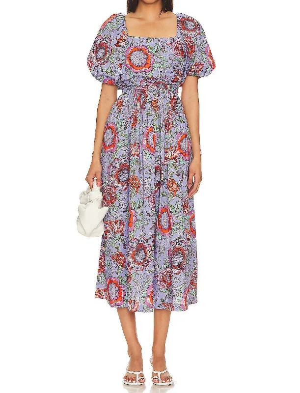 Seasonal Trends Feminine Elegance Darlene Midi Dress In Manika Print