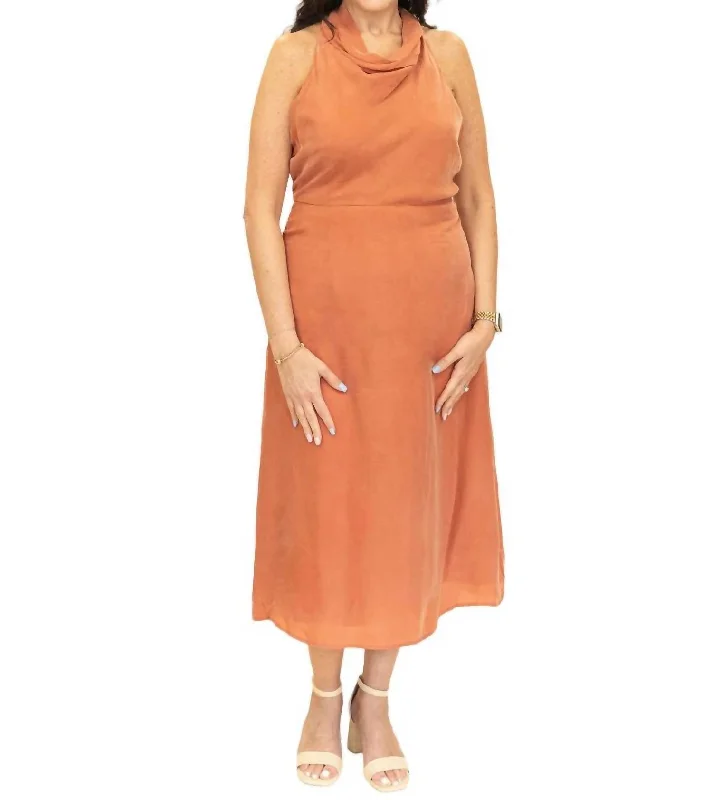 Affordable Luxury Fashion Nordic Minimalist Home Look Desert Marigold Midi Dress In Orange