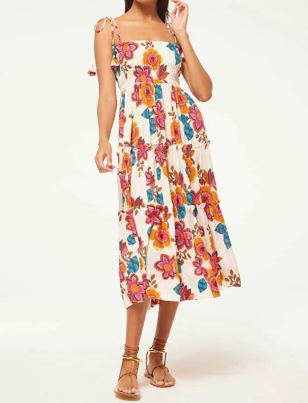 Elegant Fashion Offers Chic Urban Fashion Look Kamina Midi Dress In Flora Marbella