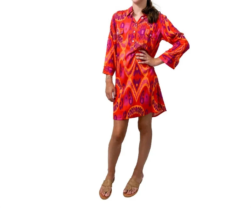 Chic Style Discounts Effortless Comfort La Jolla Mini Dress In Ikat Orange Pink