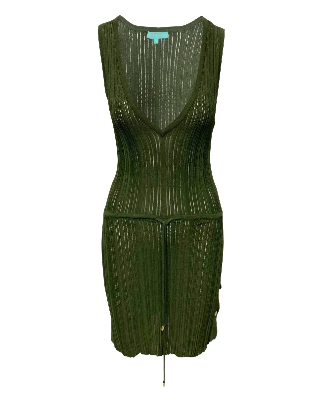 Casual Chic Polished Finish Melissa Odabash Ariana Mini Dress in Green Viscose