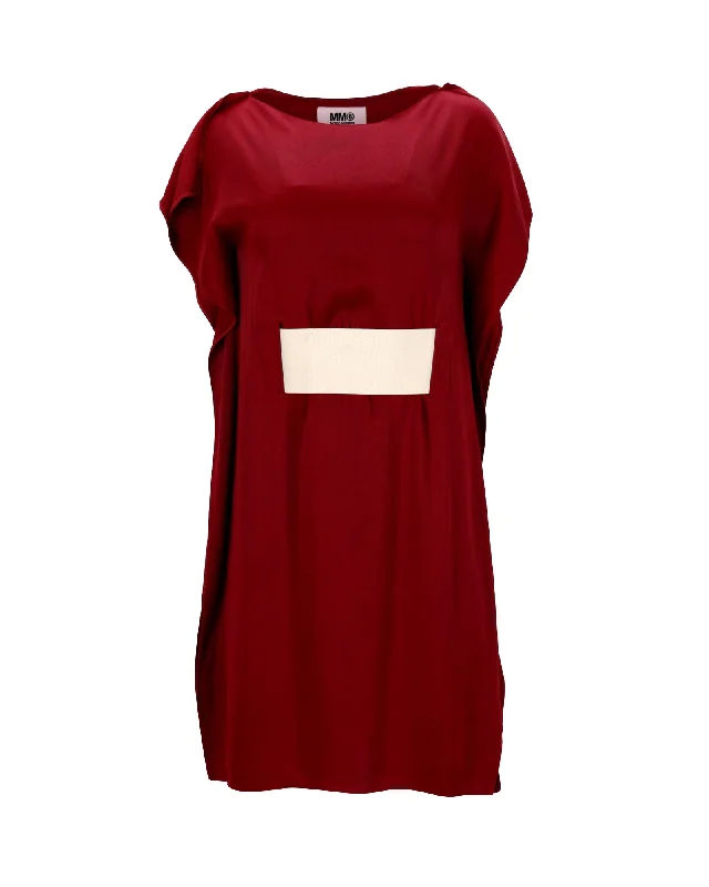 Summer Fashion Father's Day Deals MM6 Maison Margiela Mini Dress in Burgundy Acetate