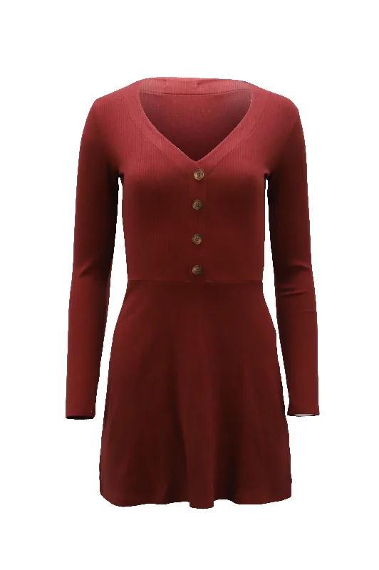 Smart Casual Deals Vintage Retro Party Wear Reformation Jeans Knit Mini Dress in Red Tencel