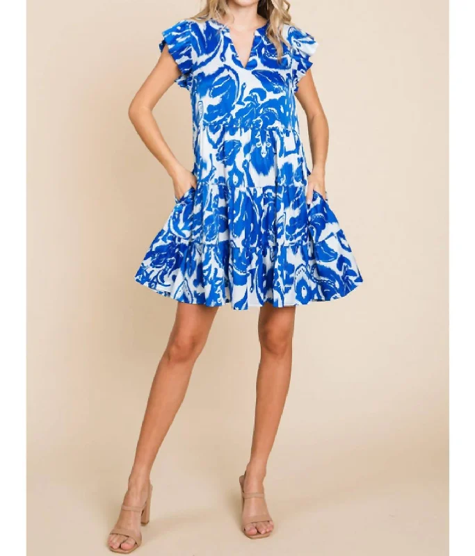 Special Offer For You Early Access to Art Deco Styles Sale Ripples Mini Dress In Blue