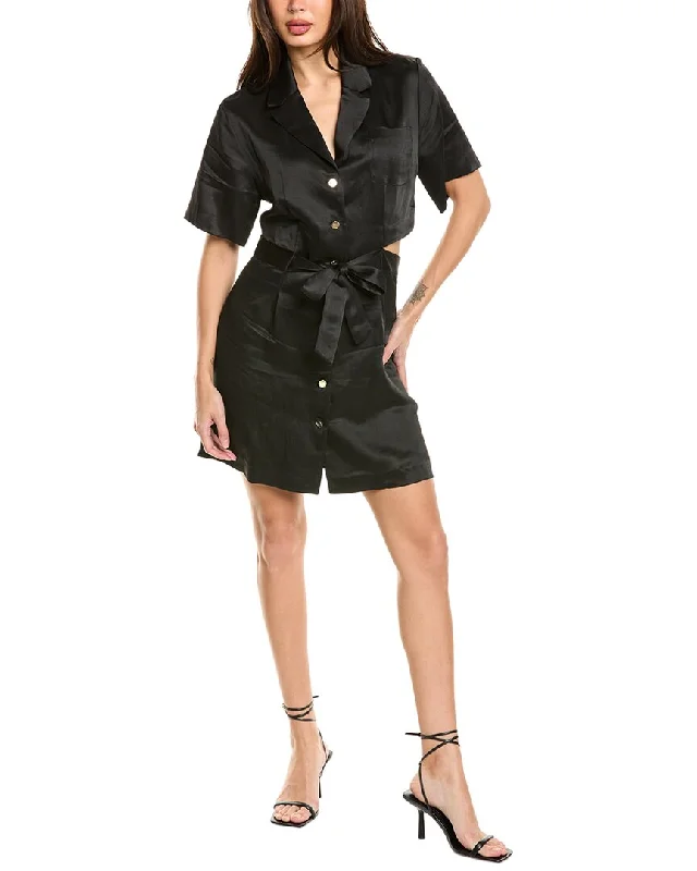 Special Offers Effortless Sophistication Sandro Cutout Linen-Blend Mini Dress