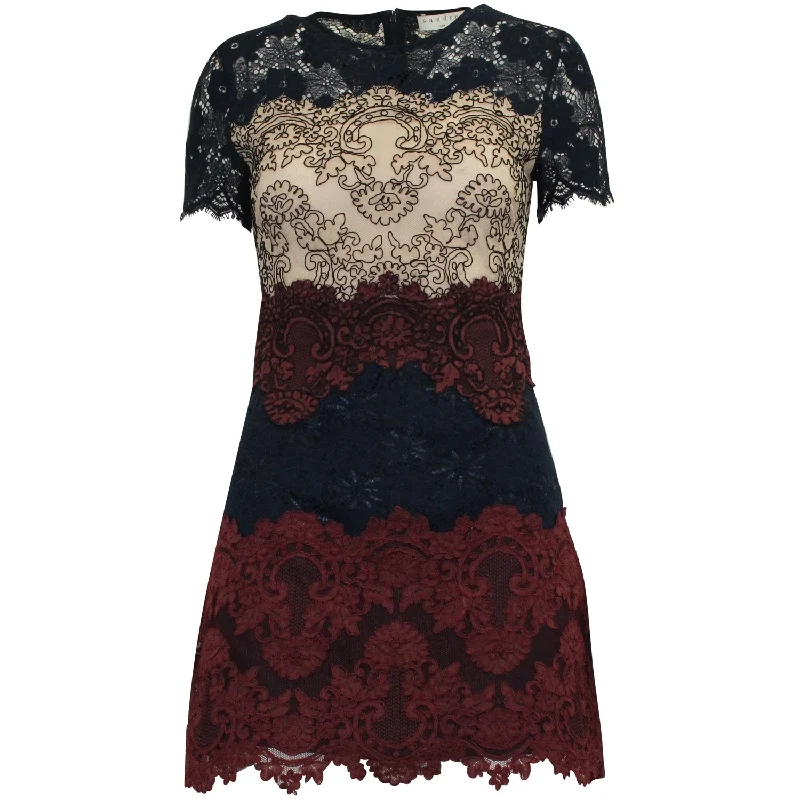 Sophisticated Style Offers Vintage Elegance Sandro Lace Mini Dress in Multicolor Polyamide