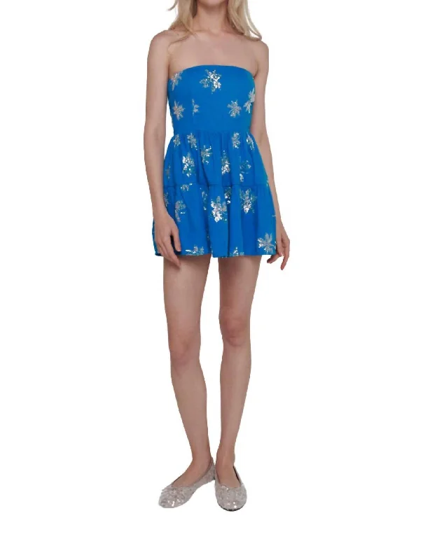 Trend Forward Threads Celebrate with Big Savings Stardust Strapless Mini Dress In Cobalt Blue