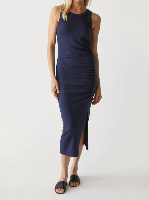 Find Your Unique Flair Romantic Date - Night Ensemble Tala Asymmetrical Midi Dress In Nocturnal