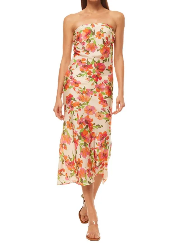 Best-Sellers Father's Day Deals Thara Midi Dress In Palmarei Blooms Satin