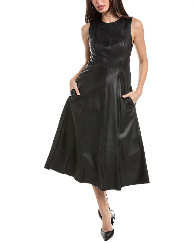 Sophisticated Street Style Offers Celebrate with Big Savings Vince Leather Midi Dress