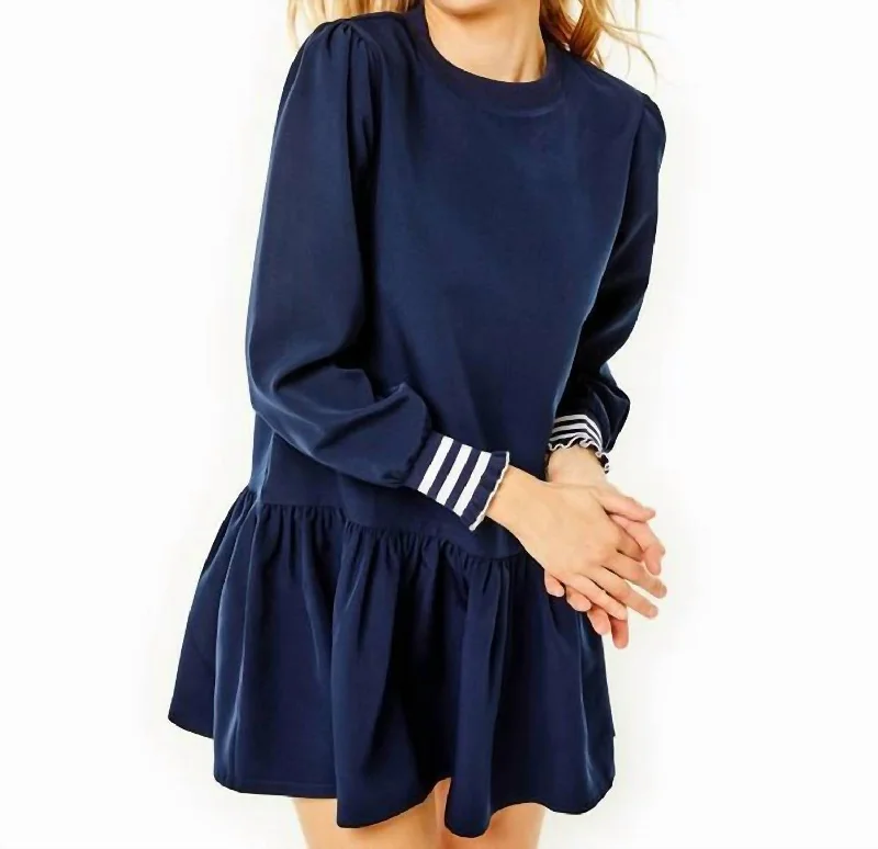 Casual Chic Deals Charming Silhouette Vine Mini Dress In Navy