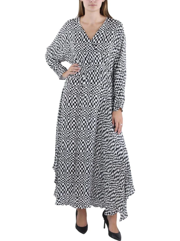 Exclusive Fashion Deals End - of - Month Blowout Womens Surplice Split Hem Midi Dress